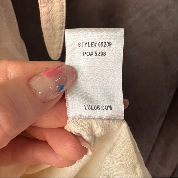 Lulus Al Fresco Evenings Off Shoulder Dress Beige Tie Sleeve Shift Women’s XS - Picture 14 of 17